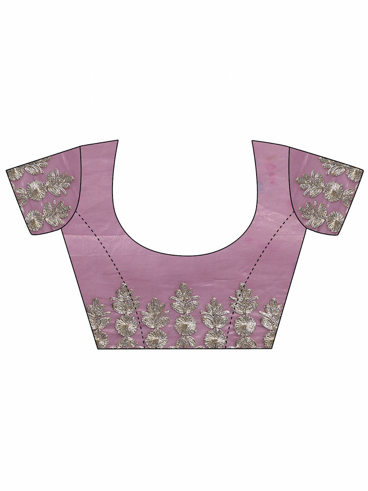 Lavender Embroidered Organza Saree With Unstitched Blouse Piece