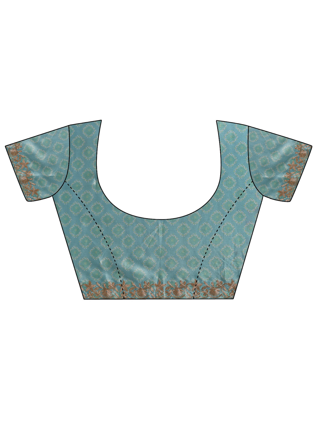 Blue Leheriya Printed Chinon Saree With Unstitched Blouse Piece