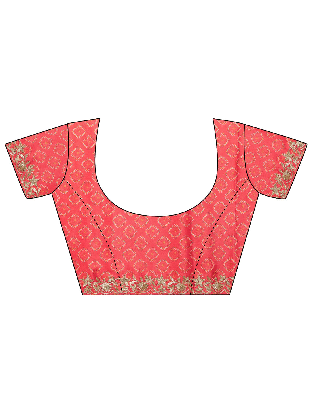 Multi Leheriya Printed Chinon Saree With Unstitched Blouse Piece