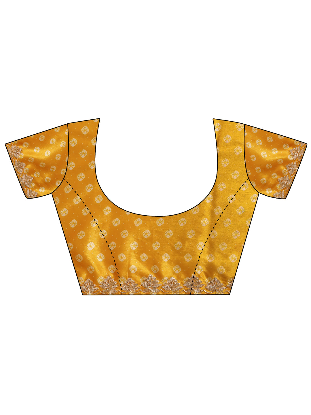 Mustard Leheriya Printed Chinon Saree With Unstitched Blouse Piece