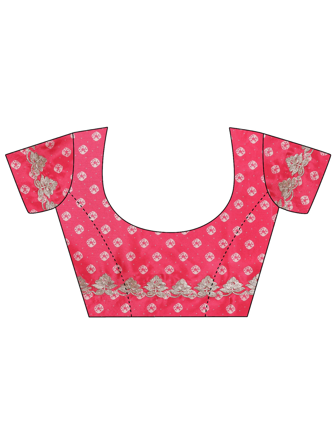 Pink Leheriya Printed Chinon Saree With Unstitched Blouse Piece