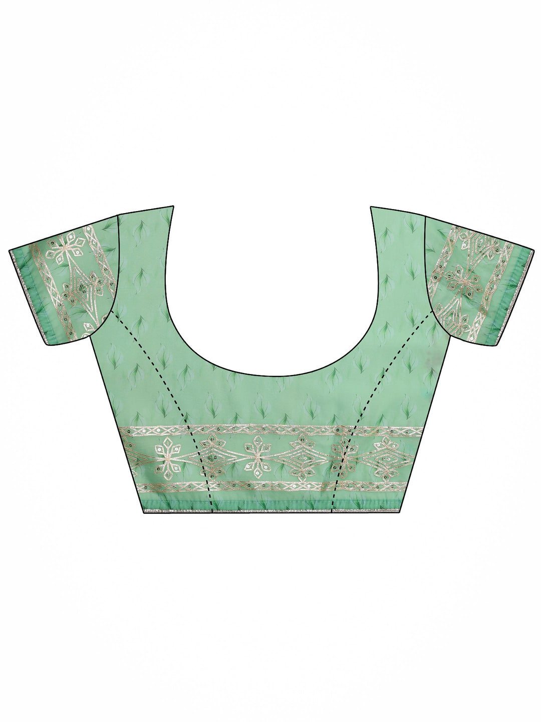 Green Embroidered Organza Saree With Unstitched Blouse Piece