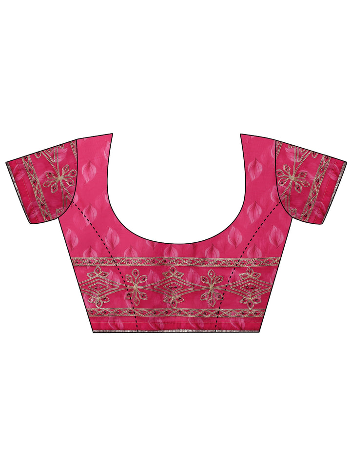 Pink Embroidered Organza Saree With Unstitched Blouse Piece