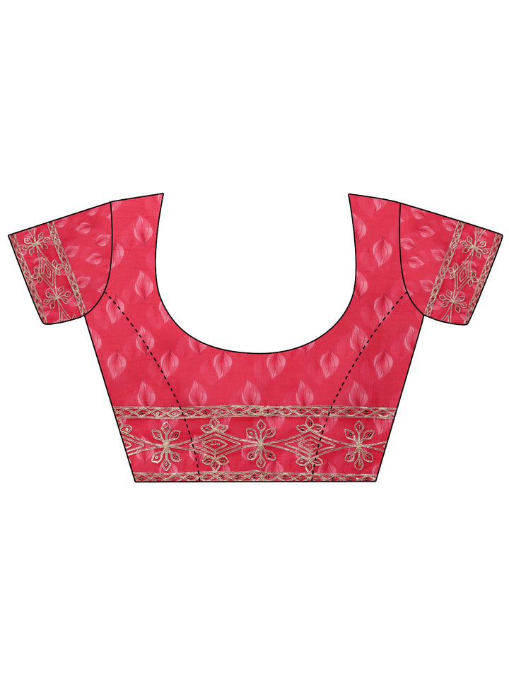 Pink Embroidered Organza Saree With Unstitched Blouse Piece