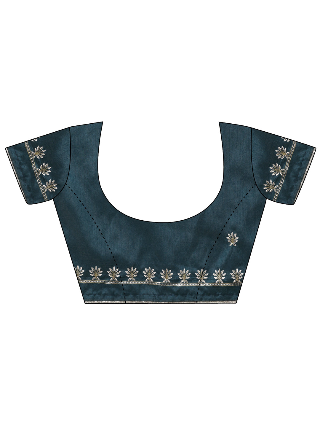 Teal Embroidered Organza Saree With Unstitched Blouse Piece