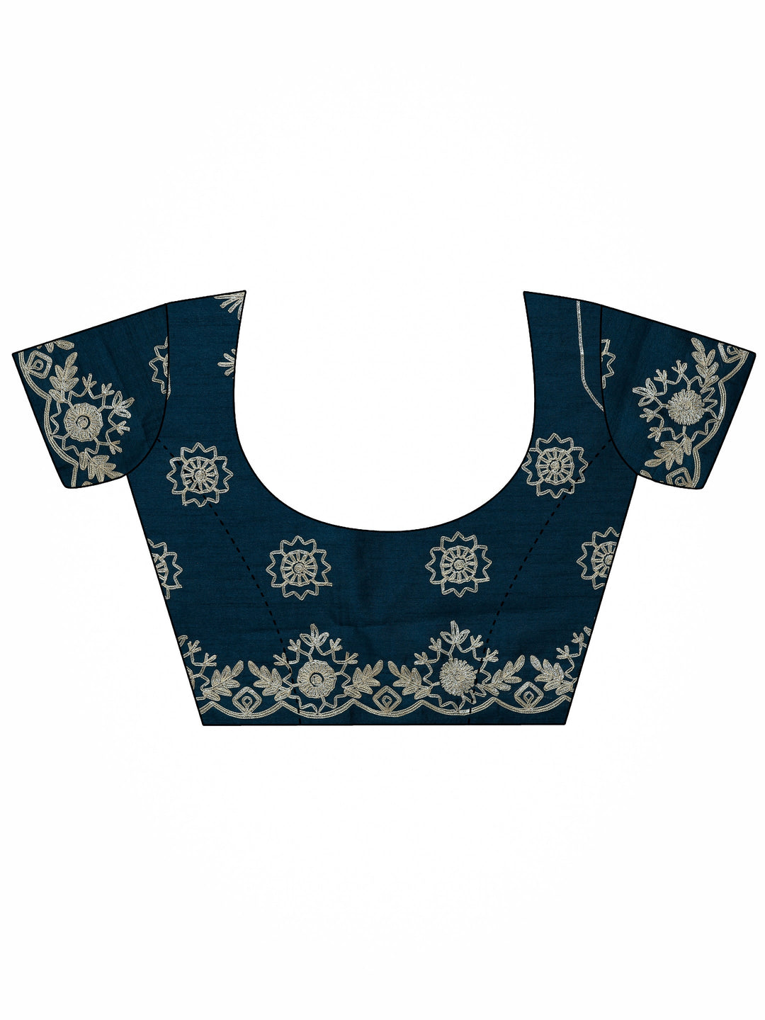 Blue Embroidered Silk Blend Saree With Unstitched Blouse Piece