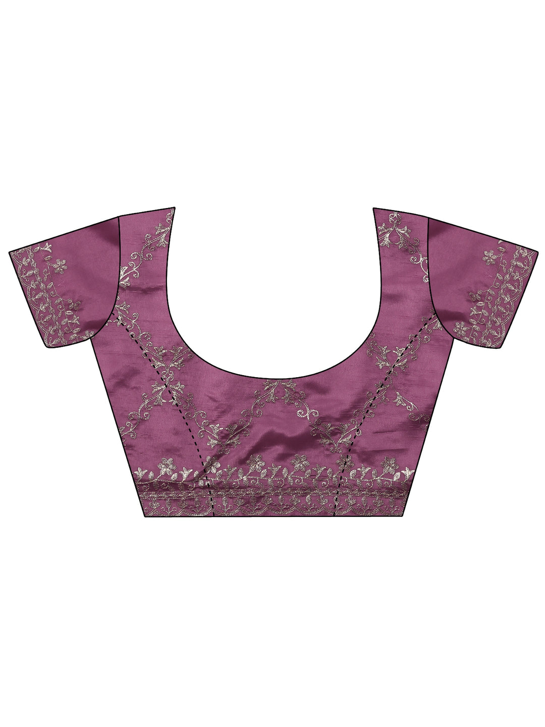 Mauve Embroidered Silk Blend Saree With Unstitched Blouse Piece