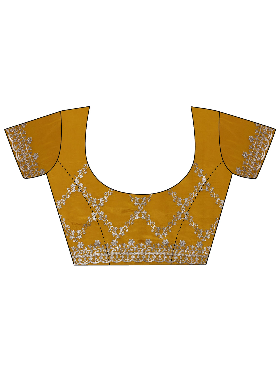 Mustard Embroidered Silk Blend Saree With Unstitched Blouse Piece