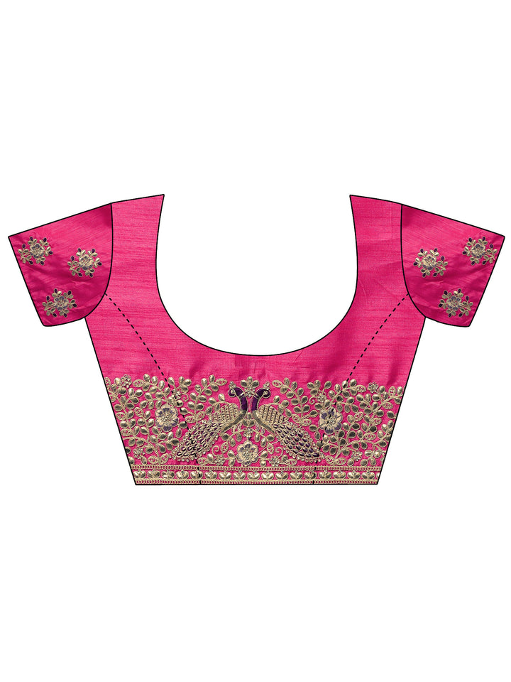 Mauve Embroidered Silk Blend Saree With Unstitched Blouse Piece