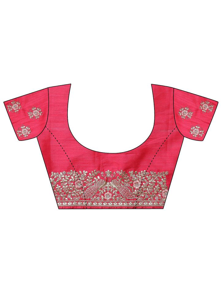Off White Embroidered Silk Blend Saree With Unstitched Blouse Piece