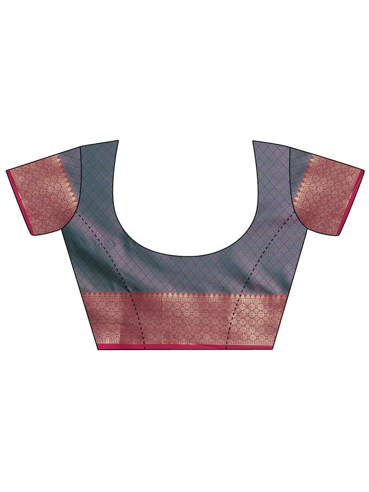 Blue Woven Design Banarasi Silk Blend Saree With Unstitched Blouse Piece