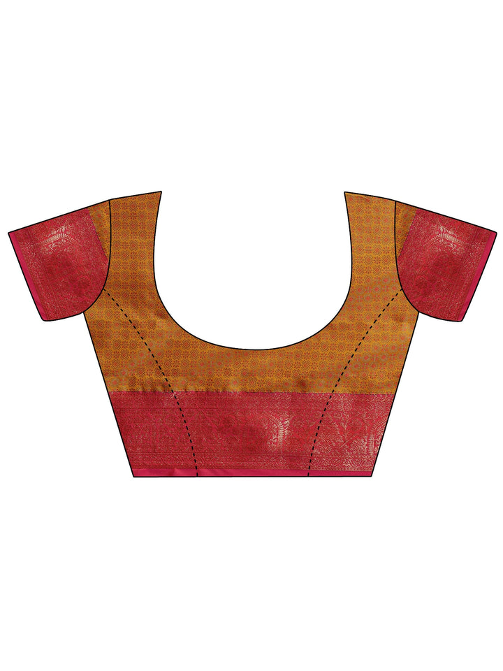 Mustard Woven Design Banarasi Silk Blend Saree With Unstitched Blouse Piece