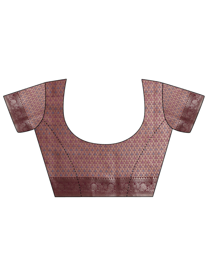 Mauve Woven Design Banarasi Silk Blend Saree With Unstitched Blouse Piece
