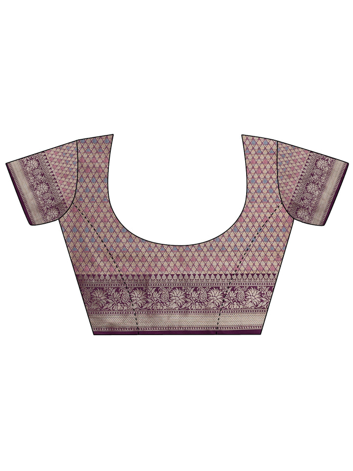 Lavender Woven Design Banarasi Silk Blend Saree With Unstitched Blouse Piece