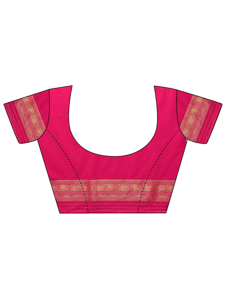 Peach Woven Design Banarasi Silk Blend Saree With Unstitched Blouse Piece