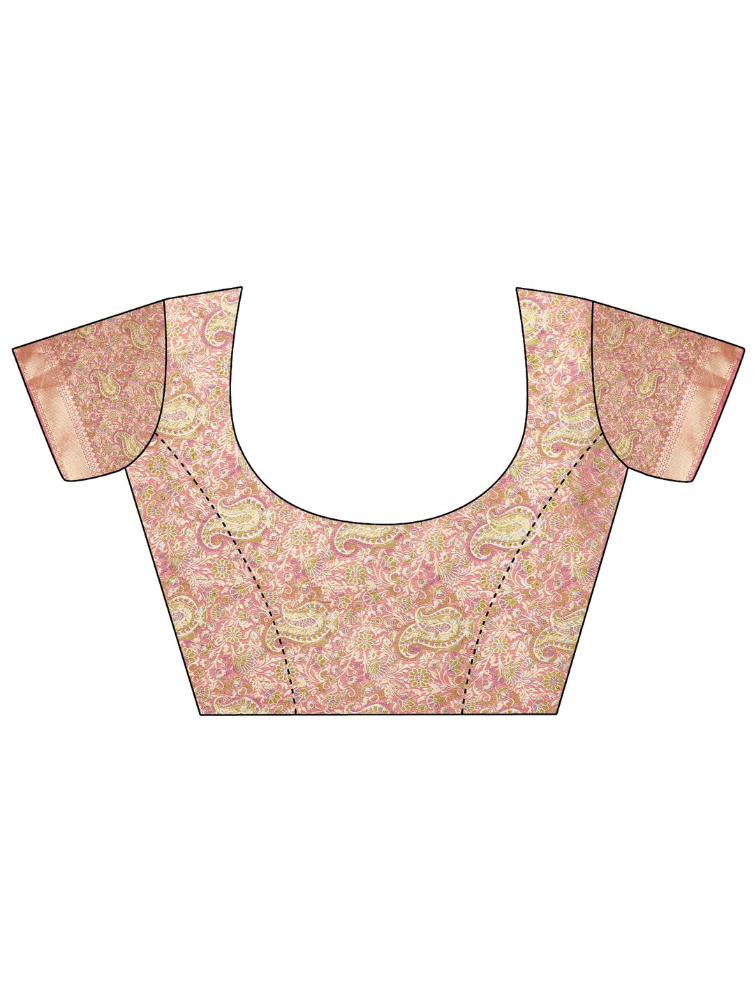 Peach Woven Design Banarasi Silk Blend Saree With Unstitched Blouse Piece