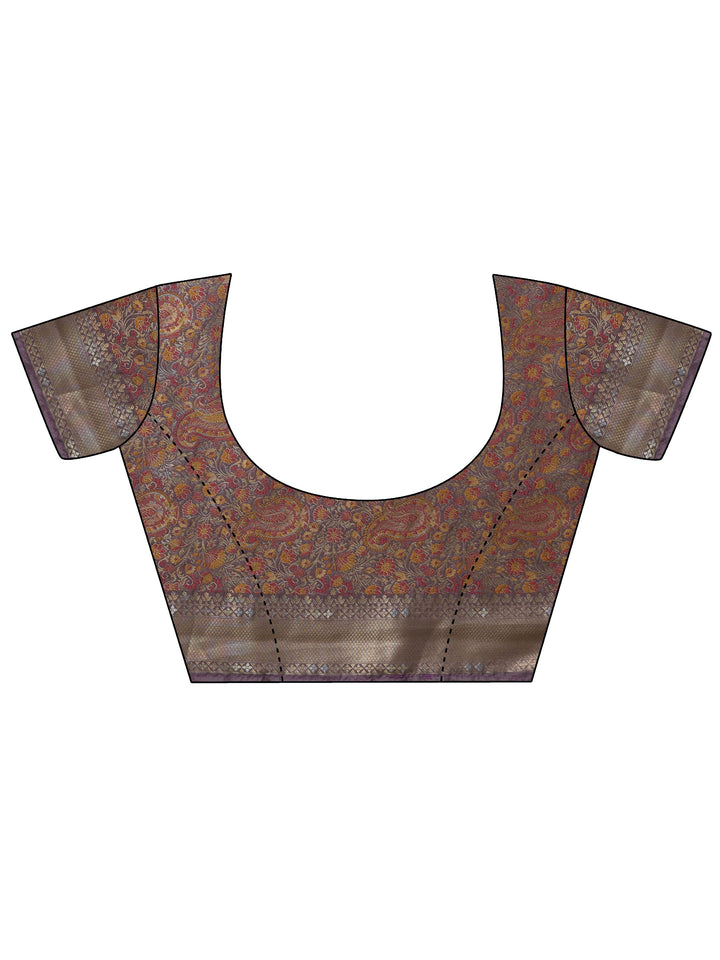 Lavender Woven Design Banarasi Silk Blend Saree With Unstitched Blouse Piece