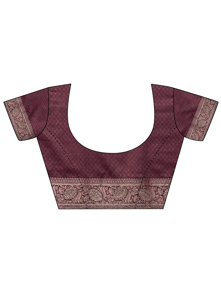 Pink Woven Design Banarasi Silk Blend Saree With Unstitched Blouse Piece