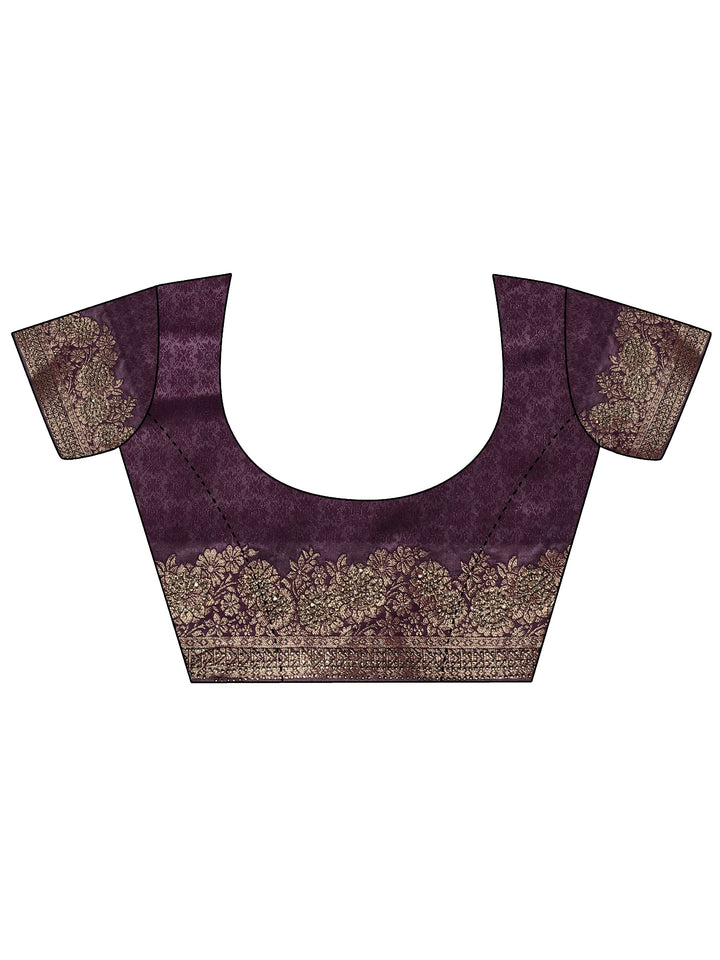 Purple Woven Design Banarasi Silk Blend Saree With Unstitched Blouse Piece