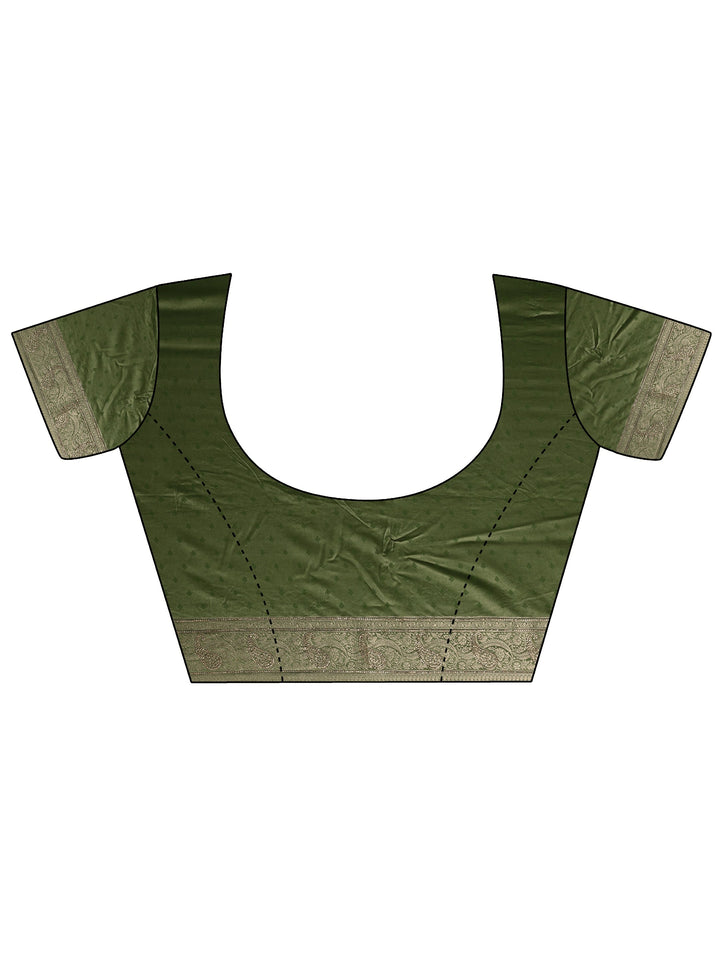 Green Woven Design Banarasi Silk Blend Saree With Unstitched Blouse Piece