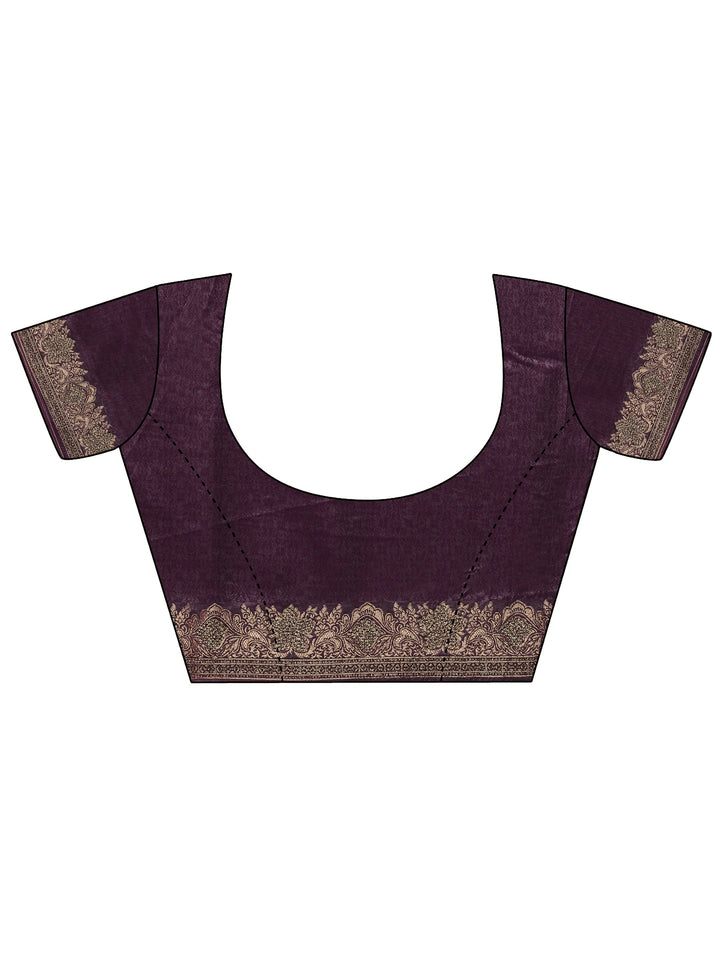 Purple Woven Design Banarasi Silk Blend Saree With Unstitched Blouse Piece