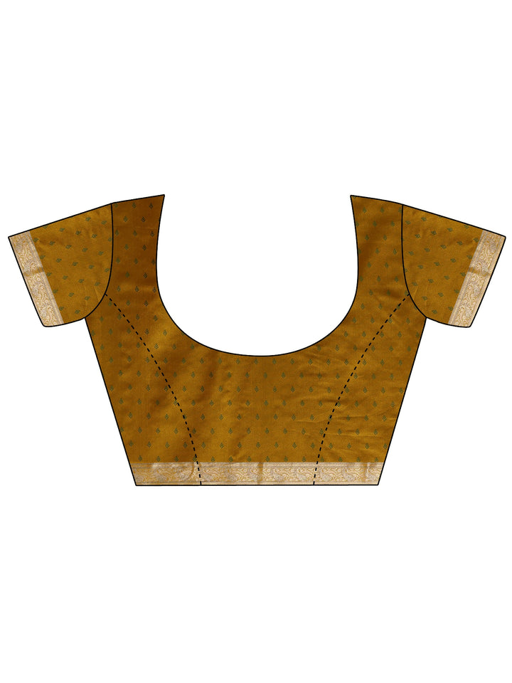 Mustard Embellished Banarasi Silk Blend Saree With Unstitched Blouse Piece