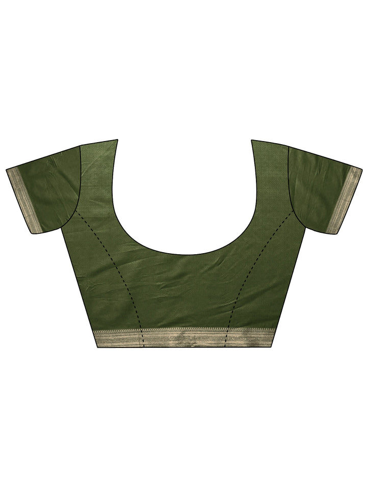Green Woven Design Banarasi Silk Blend Saree With Unstitched Blouse Piece