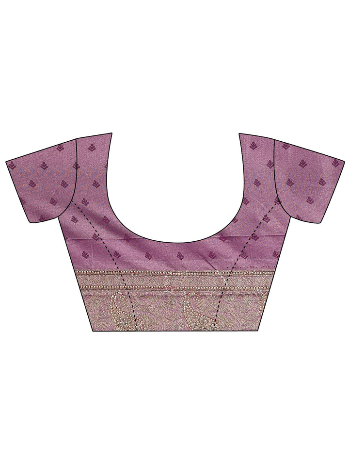 Purple Embellished Banarasi Silk Blend Saree With Unstitched Blouse Piece