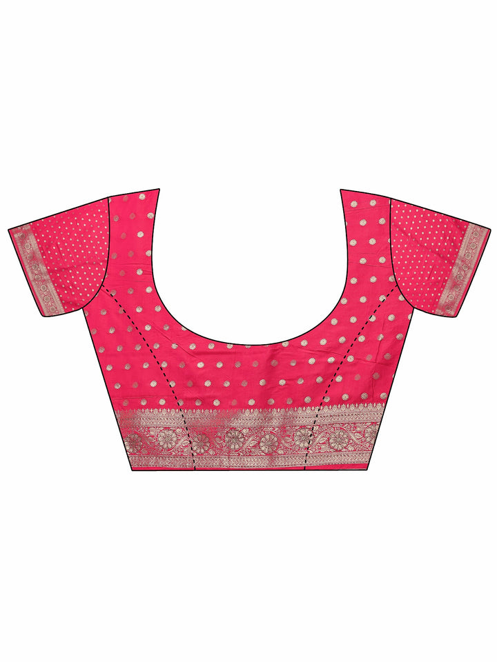 Pink Woven Design Banarasi Silk Blend Saree With Unstitched Blouse Piece
