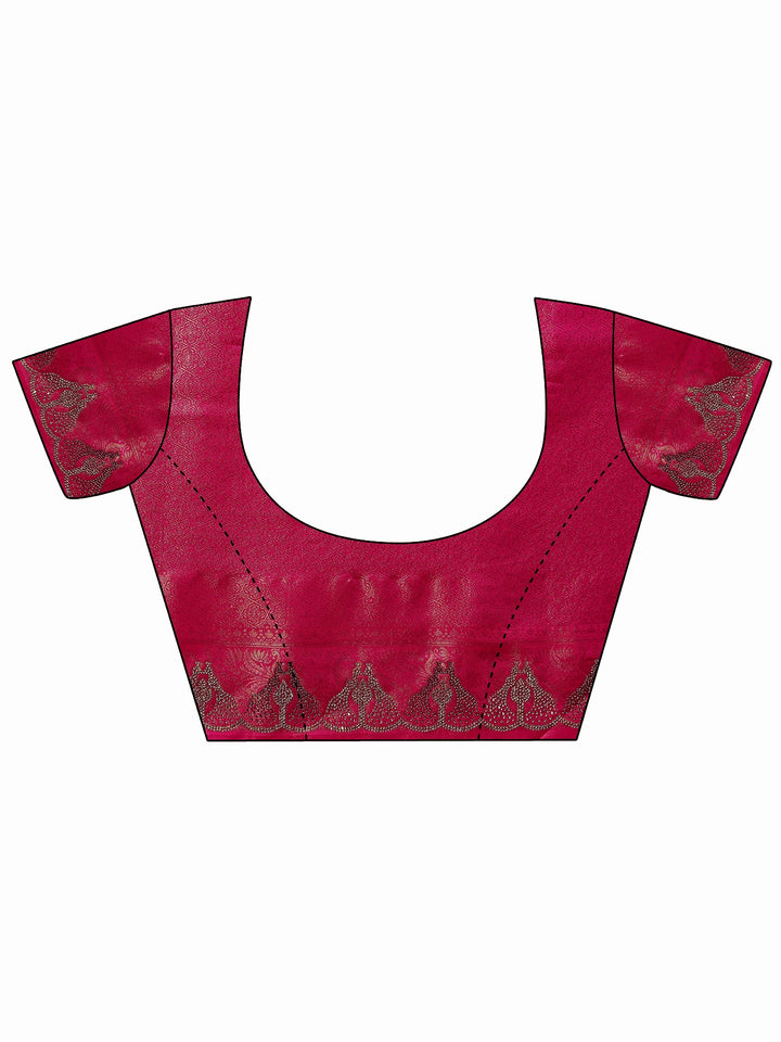 Pink Woven Design Banarasi Silk Blend Saree With Unstitched Blouse Piece