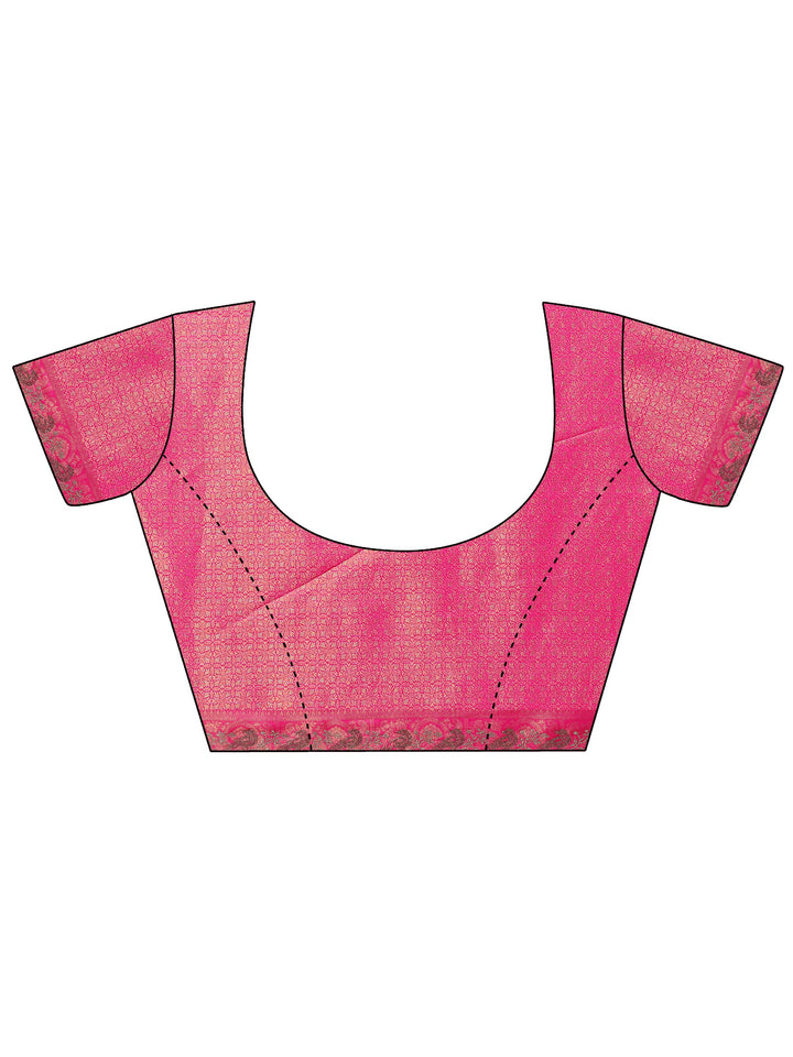 Pink Embellished Banarasi Silk Blend Saree With Unstitched Blouse Piece