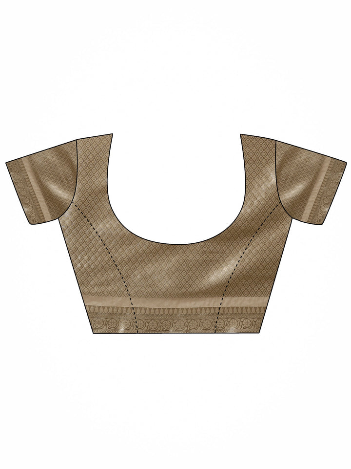 Gold Woven Design Banarasi Silk Blend Saree With Unstitched Blouse Piece