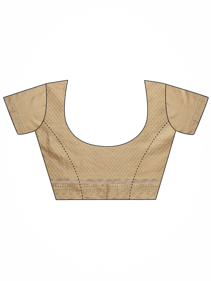 Gold Woven Design Banarasi Silk Blend Saree With Unstitched Blouse Piece