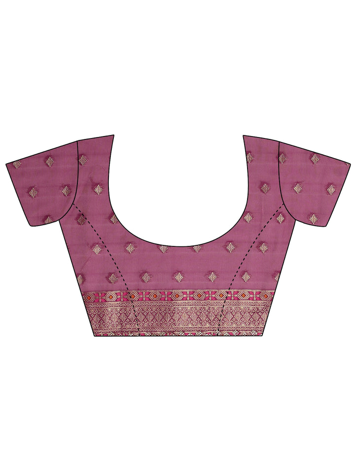 Wine Embellished Banarasi Organza Saree With Unstitched Blouse Piece