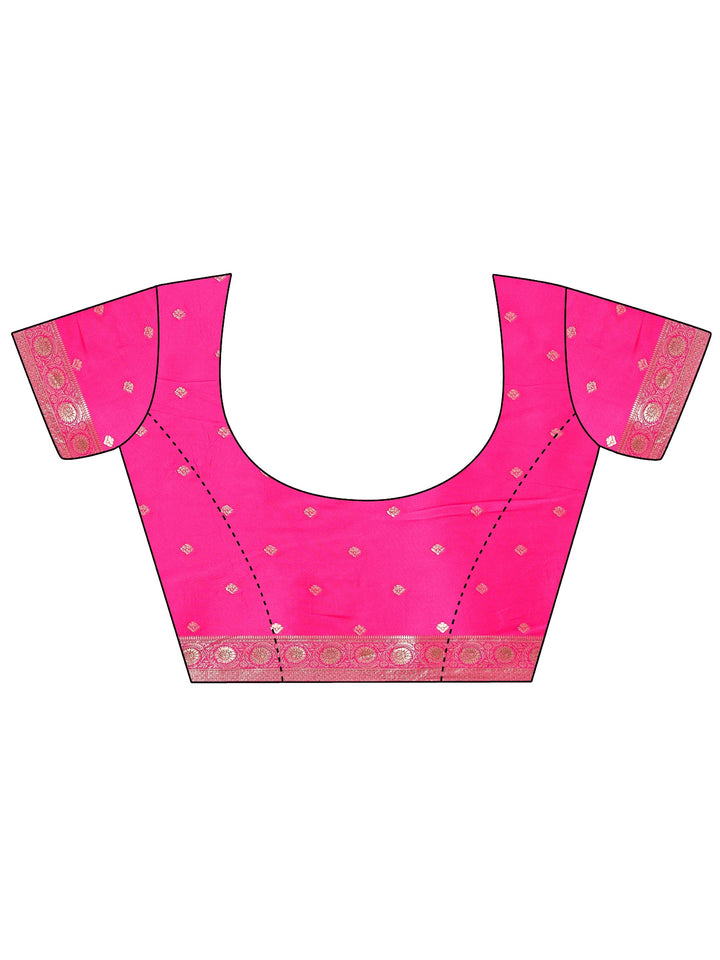 Pink Woven Design Banarasi Silk Blend Saree With Unstitched Blouse Piece