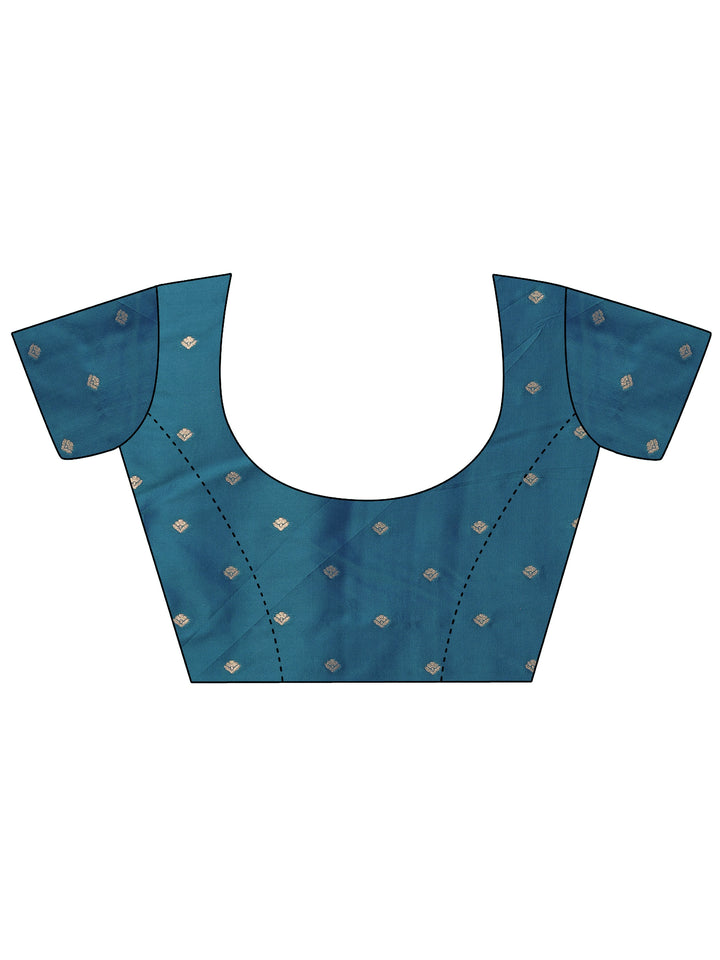 Blue Woven Design Banarasi Silk Blend Saree With Unstitched Blouse Piece