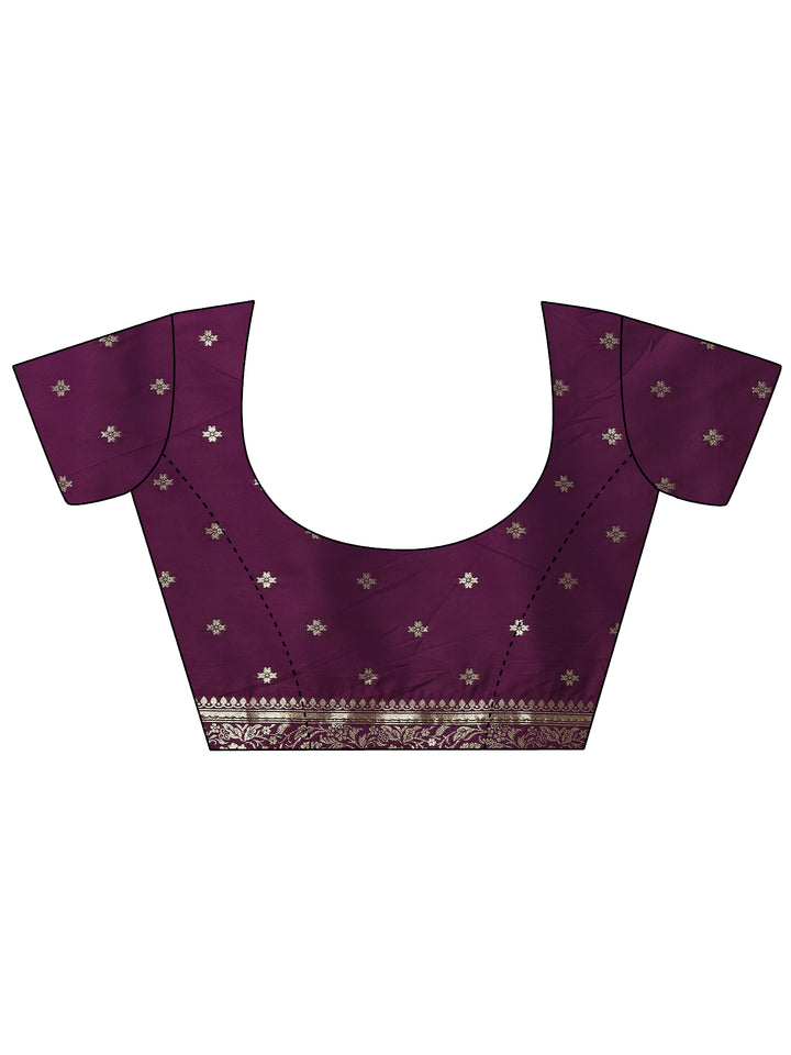Purple Embellished Banarasi Silk Blend Saree With Unstitched Blouse Piece