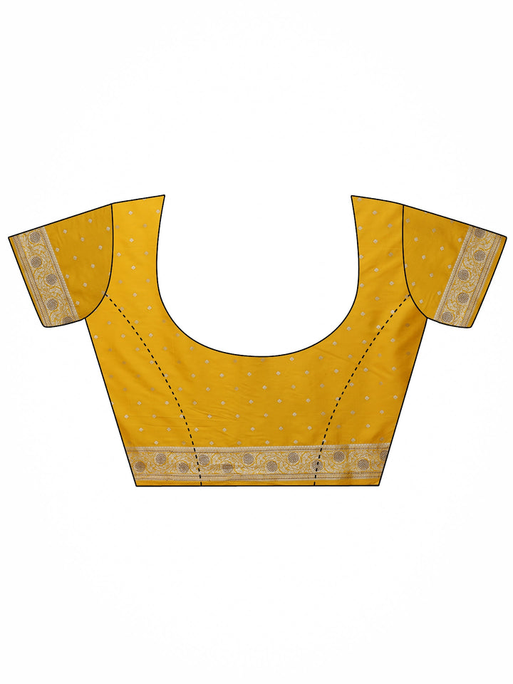Yellow Woven Design Banarasi Silk Blend Saree With Unstitched Blouse Piece