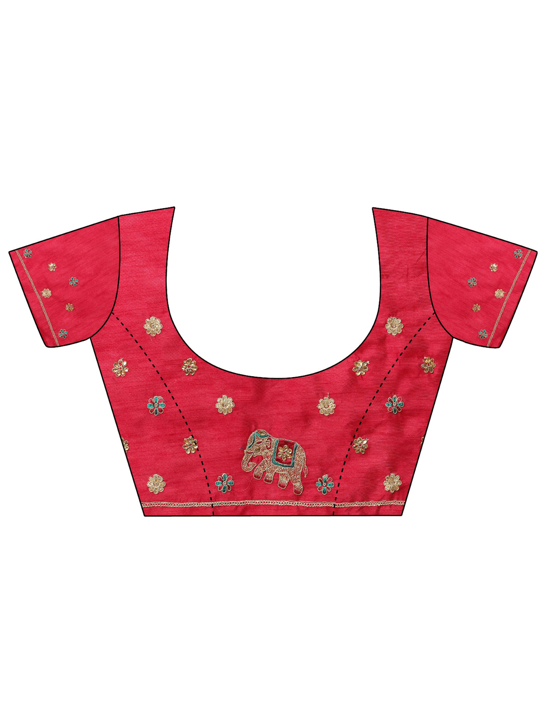 Turquoise blue Embroidered Chinon Saree With Unstitched Blouse Piece