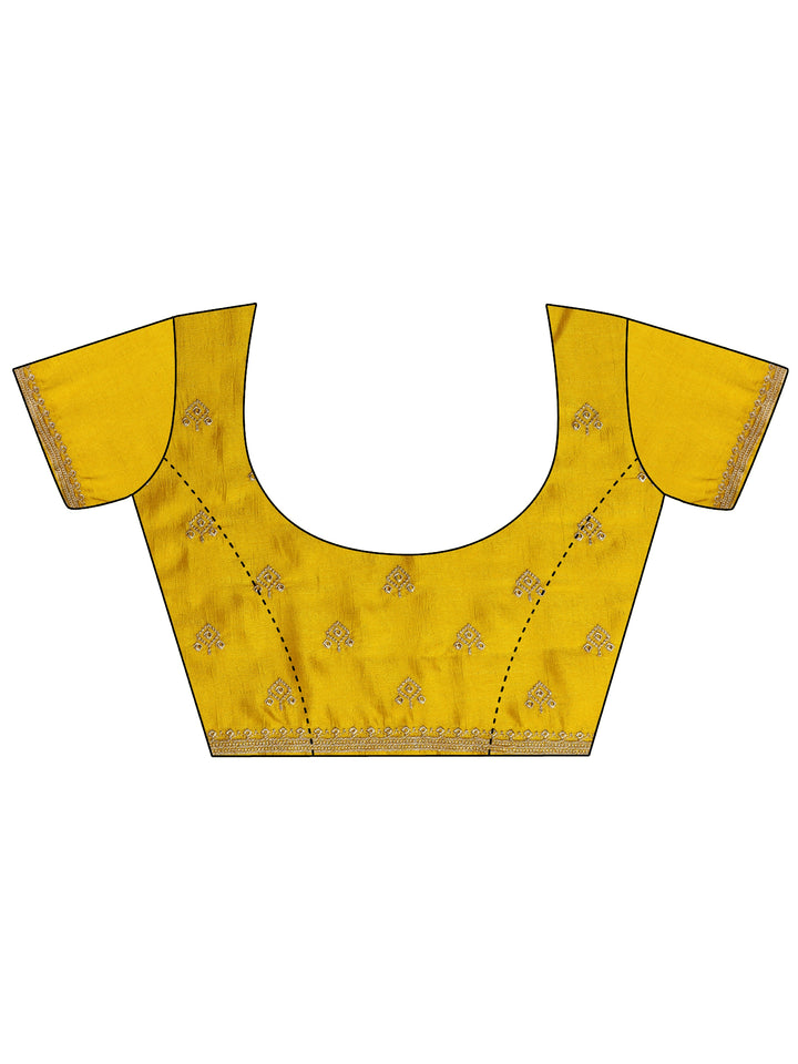 Turquoise blue Embellished Silk blend Saree With Unstitched Blouse Piece