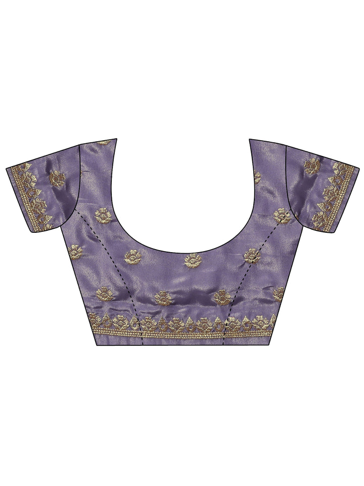 Lavender Embellished Crepe Sarees With Unstitched Blouse Piece