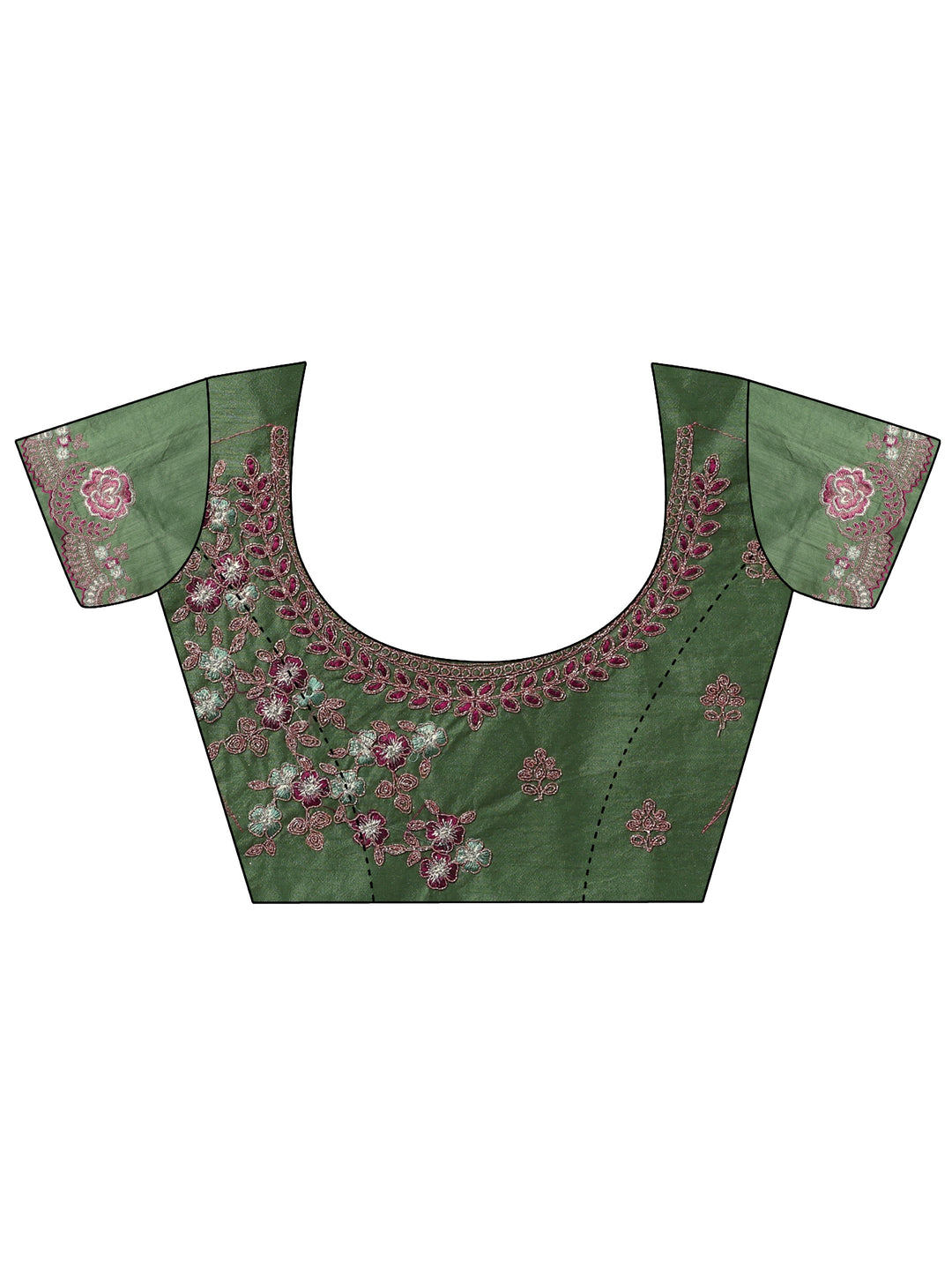 Mauve Embroidered Silk Blend Sarees With Unstitched Blouse Piece