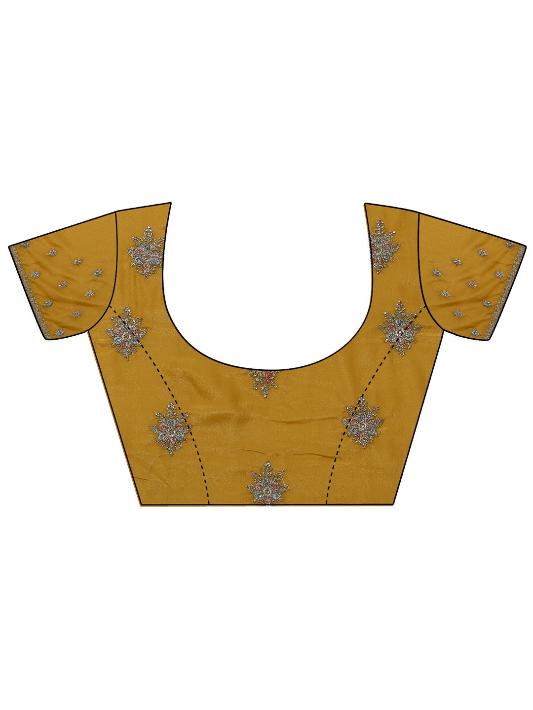 Mustard Embroidered Silk Blend Saree With Unstitched Blouse Piece