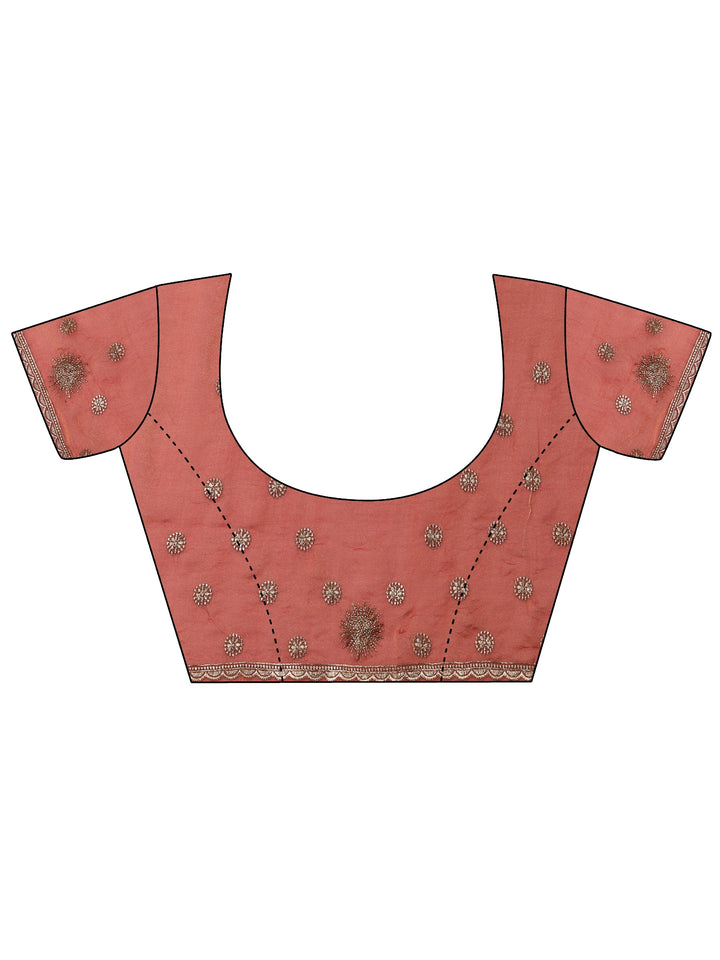 Pink Embroidered Banarasi Silk Blend Saree With Unstitched Blouse Piece