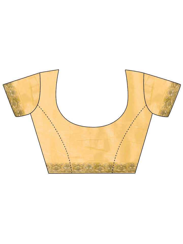 Yellow Embroidered Organza Saree With Unstitched Blouse Piece