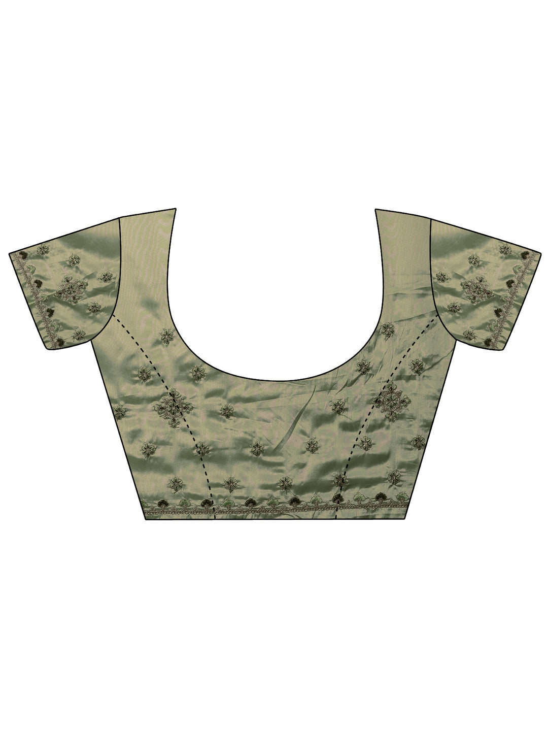 Green Embroidered Crepe Saree With Unstitched Blouse Piece