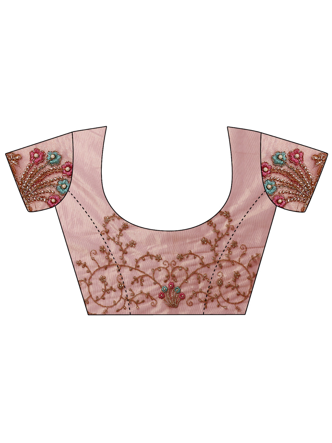Libas Mauve Embroidered Nylon Saree With Unstitched Blouse Piece