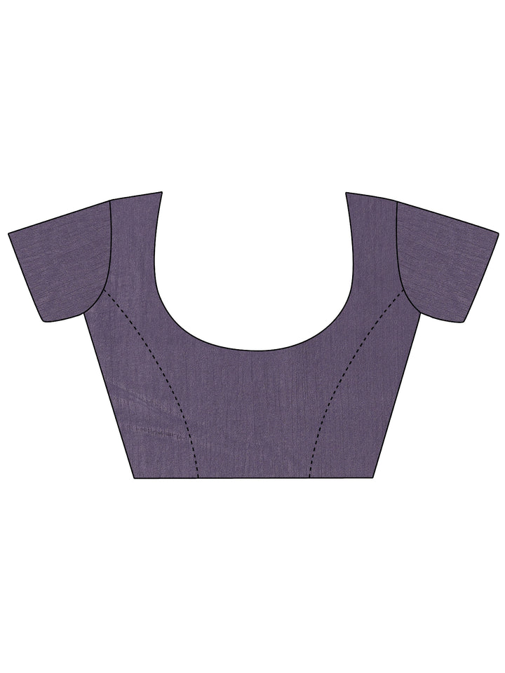 Lavender Embellished Silk Blend Saree With Unstitched Blouse Piece