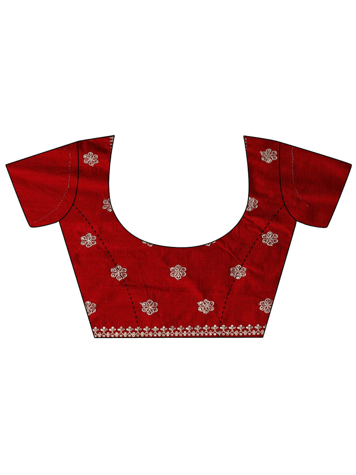 Red Bandhani  Printed Silk Blend Saree With Unstitched Blouse Piece