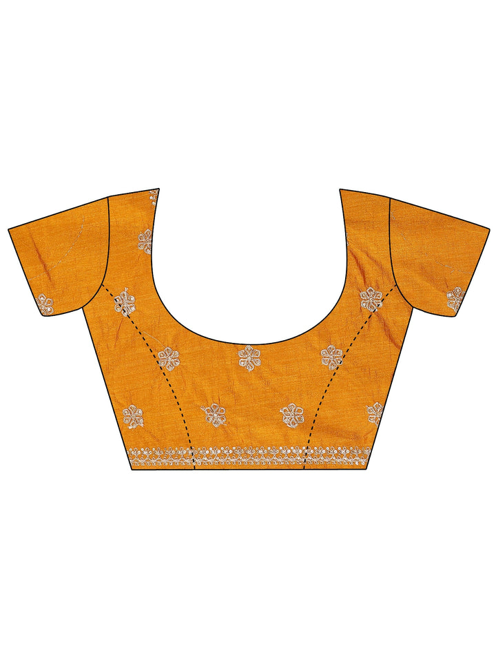 Mustard Bandhani  Printed Silk Blend Saree With Unstitched Blouse Piece